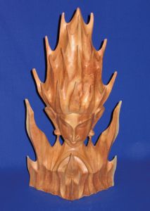 Wooden Flame Meditation Carving